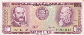 Peru, 1.000 Soles de Oro, 1971, AUNC, p105b
serial number: R22844612
Estimate: 15-30