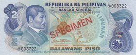 Philippines, 2 Piso, 1974, UNC, p152, SPECIMEN
serial number: *008322
Estimate: 20-40