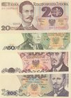 Polond, 20 Zlotych, 50 Zlotych, 100 Zlotych and 200 Zlotych, 1982/1988, UNC, p148, p142, p143, p144, (Total 4 banknotes)
serial numbers: AH 5865660, ...