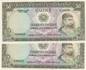Portuguese Guinea, 50 Escudos, 1971, UNC, p44, (Total 2 consecutive banknotes)
serial numbers: 640837-8
Estimate: 25-50