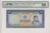 Portuguese Guinea, 100 escudes, 1971, UNC, p45a
PMG 66 EPQ, serial number:931520
Estimate: 25-50