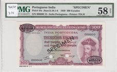 Portuguese India, 300 Escudos, 1959, AUNC, p44s, SPECIMEN
PMG 58 EPQ, serial number: 00000000
Estimate: 350-700