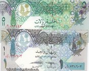 Qatar, 1 Riyal and 5 Riyals, 2003, UNC, p21, p22, (Total 2 banknotes)
Estimate: 15-30