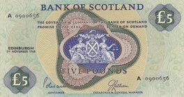 Scotland, 5 Pounds, 1968, AUNC, p110a
serial number: A 0900656
Estimate: 150-300