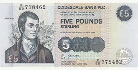 Scotland, 5 Pounds, 2002, UNC, p218d
serial number: E/EB 778462
Estimate: 30-60