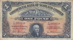 Scotland, 1 Pound, 1941, VF, ps331
serial number: Y/24 222659, The Commercial Bank Of Scotland Limited
Estimate: 25-50