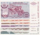 Serbia, 5000 Dinara, 50000 Dinara (2), 100000 Dinara, 500000 Dinara and 100000000 Dinara, 1993, UNC, (Total 6 banknotes)
Estimate: 10.-20