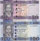 South Sudan, 50 Pounds and 100 Pounds, 2017, UNC, p14c, p15c, (Total 2 banknotes)
serial numbers: AN 7390501 and AL 3786874
Estimate: 10.-20
