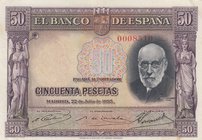 Spain, 50 Pesetas, 1935, XF, p88
serial number: 0008510
Estimate: 15-30