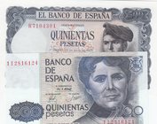 Spain, 500 Pesetas (2), 1971/1979, UNC, p153, p157, (Total 2 banknotes)
serial numbers: R7104301 and 1I2816124
Estimate: 20-40