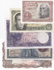 Spain, 1 Peseta, 5 Pesetas, 25 Pesetas (2) and 100 Pesetas, 1928/1970, AUNC / UNC, (Total 5 banknotes)
only in 1928, 25 Peseta is Aunc condition, oth...
