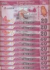 Sri Lanka, 20 Rupees, 2016, UNC, p123d, (Total 10 consecutive banknotes)
serial numbers: W/341 553904
Estimate: 15-30