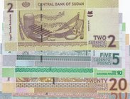 Sudan, 2 Pounds, 5 Pounds, 10 Pounds, 20 Pounds and 50 Pounds, UNC, (Total 5 banknotes)
Estimate: 10.-20