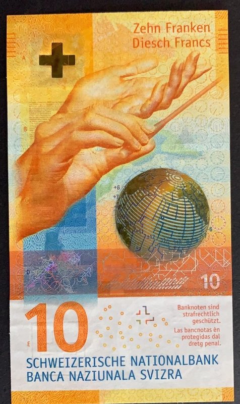 Biddr Green Apple Auction Autumn Auction 19 Lot 1529 Switzerland 10 Franken 16 Unc P75 Serial Number 16r There Is A