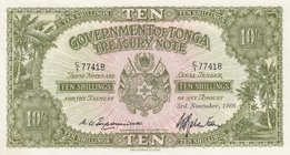 Tonga, 10 Shillings, 1966, UNC, p10e
serial number: C/1 77418
Estimate: 100-200