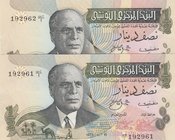 Tunisia, 1/2 Dinar, 1973, UNC, p69r, REPLACEMENT, (Total 2 consecutive banknotes)
serial numbers: AR/1 192961-62
Estimate: 50-100