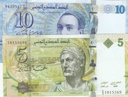 Tunisia, 5 Dinars and 10 Dinars, 2013, UNC, p95, p96, (Total 2 banknotes)
serial numbers: C/5 1815569 and D/26 9430517
Estimate: 15-30