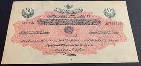 Turkey, Ottoman Empire, 1/2 Lira, 1916, UNC, p82, Talat /Hüseyin Cahid
V. Mehmed Reşad period, AH: 22 December 1331, sign: Talat/ Hüseyin Cahid, seri...