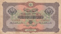 Turkey, Ottoman Empire, 1 Lira, 1917, VF, p99b, Cavid /Hüseyin Cahid
V. Mehmed Reşad period, AH: 4 February 1332, sign: Cavid/ Hüseyin Cahid, serial ...