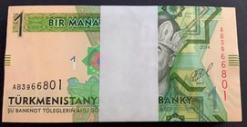 Turkmenistan, 1 Manat, 2014, UNC, p29b, BUNDLE
100 consecutive serial number banknotes
Estimate: 40-80