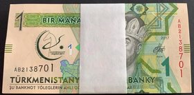 Turkmenistan, 1 Manat, 2017, UNC, p36, BUNDLE
100 consecutive serial number banknotes
Estimate: 30-60