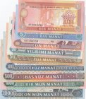 Turkmenistan, 1 Manat, 5 Manat, 10 Manat, 20 Manat, 50 Manat, 100 Manat, 500 Manat, 1000 Manat and 10000 Manat, 1995/2000, UNC, (Total 9 banknotes)
E...