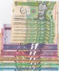 Turkmenistan, 1 Manat (7), 50 Manat, 100 Manat, 500 Manat, 1000 Manat and 5000 Manat, UNC, (Total 12 banknotes)
Estimate: 10.-20