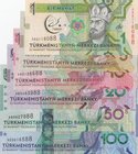 Turkmenistan, 1 Manat, 5 Manat, 10 Manat, 20 Manat, 50 Manat and 100 Manat, 2017, UNC, pNew, (Total 6 banknotes)
commemorative Issue
Estimate: 30-60