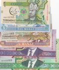 Turkmenistan, 1 Manat, 5 Manat (2), 10 Manat, 50 Manat and 1.000 Manat, 1993/2017, UNC, (Total 6 banknotes)
Estimate: 15-30