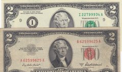 United States of America, 2 Dollars (2), 1953/2003, VF/UNC, p380a, p516a, (Total 2 banknotes)
serial numbers: A62599625A and I22799934A
Estimate: 15...