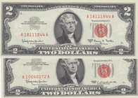 United States of America, 2 Dollars, 1963, UNC, p382a, p382b, (Total 2 banknotes)
serial numbers: A18111844A and A10040272A, different signature
Est...