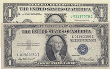 United States of America, 1 Dollar (2), 1935/1999, VF/UNC, p416D2e, p530, (Total 2 banknotes)
1935E, serial numbers: L01963350I and B09597079C
Estim...