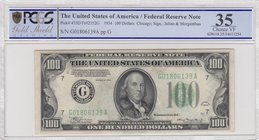 Unıted States of America, 100 Dollars, 1934, VF, p433
PCGS 35, serial number: G01806139A
Estimate: 125-250