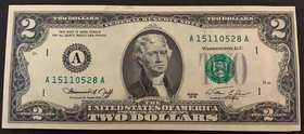 United States of America, 2 Dollars, 1976, UNC, p461, (Total 54 consecutive banknotes)
serial numbers: A 15110528A- 582A
Estimate: 300-600