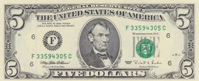 United States of America, 5 Dollars, 1995, UNC, p498
serial number: F 33594305C
Estimate: 15-30