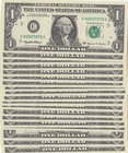 United States of America, 1 Dollar, 1999, UNC, p504, "Low serial numbers", (Total 25 banknotes)
The serial number of all banknotes is "C 0000…." begi...