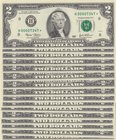United States of America, 2 Dollars, 2003, UNC, p516b, "Low serial numbers", (Total 20 banknotes)
star note, All same district, The serial number of ...