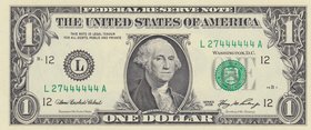 United States of America, 1 Dollar, 2006, UNC, p523, 6 DIGIT RADAR
serial number: L 27444444 A
Estimate: 50-100