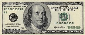 United States Of America, 100 Dollars, 2006, AUNC, p528
serial number: HF 600089999D
Estimate: 100-200