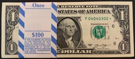 United States of America, 1 Dollar, 2013, UNC, p537, BUNDLE
star note, 100 consecutive banknotes, start serial number: F 04040302
Estimate: 250-500