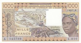 West African States, 1.000 Francs, 1985, UNC, p107Af
Ivory Coast, serial number: 145799/L.010
Estimate: 20-40