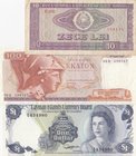 Mix Lot, Three banknotes of different countries
Cayman Islands, 1 Dollar, 1974, XF; Greece, 100 Drachmai, 1978, XF; Romania, 10 Lei, 1966, VF
Estima...