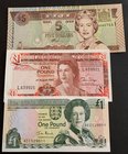 Mix Lot, 3 pcs lot of different country Queen Elizabeth II banknote
Jersey, 1 Pound, 2000, Uncl, p26; Gibraltar 1 Pound, 1988, Unc, p20e; Fiji, 5 Dol...