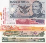 Mix Lot, 5 banknotes in whole UNC condition
Pilipinas, 20 Pisos, Ecuador, 1000 Sucres, Costa Rica, 5 Colones, Mexico, 20 Pesos, Argentina, 100 Austra...