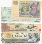 Mix Lot, 4 banknotes in whole UNC condition
Canada, 1 Dollar, Sweden, 5 Kronor, Argentina, 10 Pesos (Cancelled), Argentina, 1 Austral (Tucuman)
Esti...