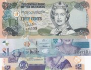 Mix Lot, Total 3 pieces, in UNC condition, "Queen Elizabeth II" banknote
Bahamas, 1/2 Dollar, 2001, p68; Cayman Islands, 1 Dollar, 2014, p38; Belize,...