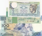 Mix Lot, 3 banknotes in whole UNC condition
Italy 500 Lire, Germany 5 Mark, Portugal 100 Escudos
Estimate: 20.-40