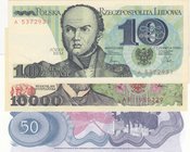 Mix Lot, 3 banknotes in whole UNC condition
Poland 10 Zlotych, Poland 10000 Zlotych, Yugoslavia 50 Dinara
Estimate: 20.-40
