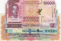 Mix Lot, 5 banknotes in whole UNC condition
Guinea 10000 Francs (2), Sao Tome and Principe 10000 Dobras, Sierra Leone 10000 Leones, Costa Rica 5 Colo...