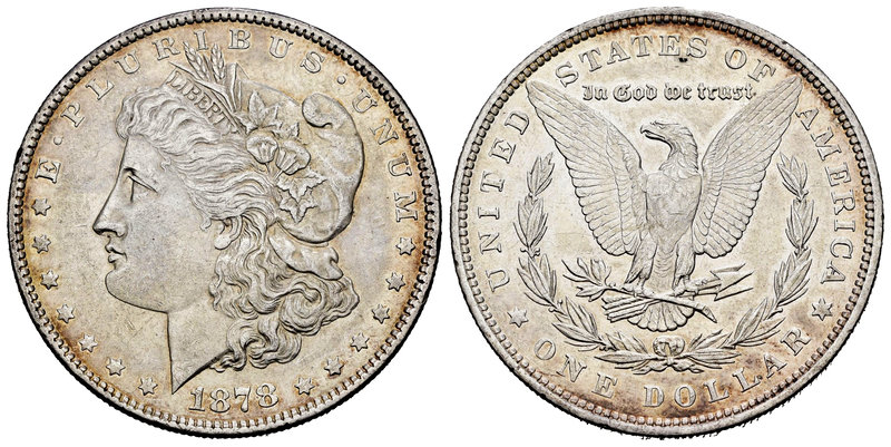 United States. 1 dollar. 1878. Philadelphia. (Km-110). Ag. 26,60 g. 7 plumas en ...